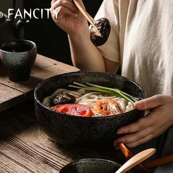 FANCITY Yuanye Japonų stiliaus keramikos sriubos dubenėlį, padengti ryžių dubenėlį stalo Fahai dubenį ramen didelis dubuo sriubos dubenėlį namų created