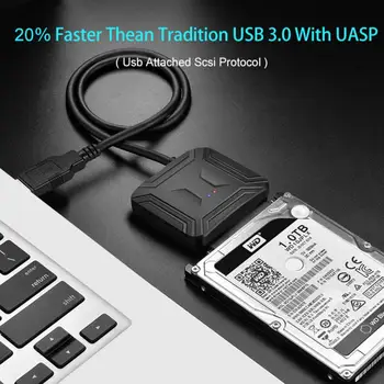 Naujos USB 3.0 Prie SATA 2.5 3.5 Kabelis Sata Į USB Adapteris Konvertuoti Laidai palaiko 2.5/3.5 Colių Išorinį WD SSD HDD Kietojo Disko Adapteris