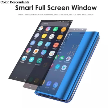 Smart Veidrodis Atveju, Huawei P Smart 2019 (6.2.) Dangtelį, Apversti Magnetinių Odinis Telefono dėklas Fundas PSmart2019 PSmart-2019