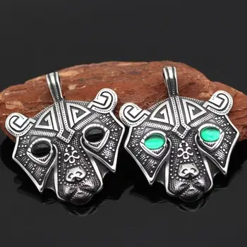 Mados Klasikinis Bear Head Šiaurės Vikingų Amuletas Stumdomas Pakabukas Karoliai Vyrų Papuošalai