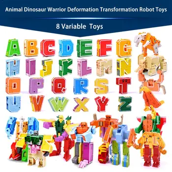 26 raide A-Z Abėcėlė Gyvūnų Dinozaurų Kariai Deformacijos Veiksmų Skaičiai Transformacijos Robotas Žaislai Vaikams Dovanų Brinquedos