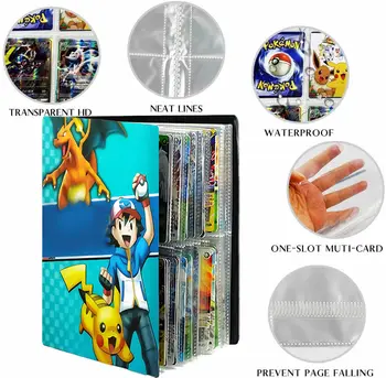 Anime Albumą, Pokemon Kortas, Knygą, TOMY 240Pcs vaikų Žaidimo Kortelės Kolektorių Laikiklis Rišiklio Katalogą Viršaus Pakraunama Sąrašą, Žaislai, Dovanos Vaikams