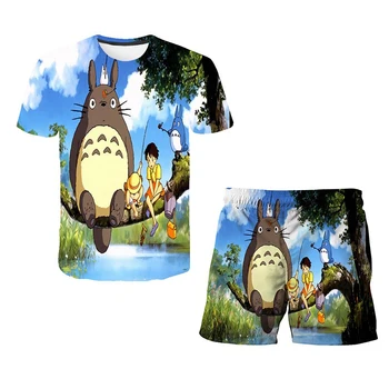 2021 M. Vasarą Karšto Pardavimo Vaikų Mados Berniukų, Mergaičių Marškinėlius Totoro Kostiumas Harajuku Anime Ir Animacinių Filmų Tees Marškinėliai Vaikams Mielas Viršūnes Tees
