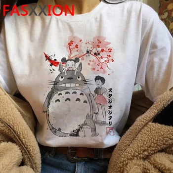Totoro Studio Ghibli vasaros top marškinėliai moterims pora drabužių tumblr 2021 harajuku kawaii spausdinti drabužiai, balti marškinėliai