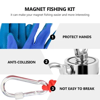 1 Nustatyti Dvigubo Pusėje Eyebolt Žvejybos Magnetas Žvejybos Rinkinys Apvalus Magnetas Detektorius, Metalo Magnetas Detektorius Žvejybos Gelbėjimo Galingas