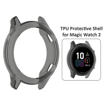 Minkštos TPU Žiūrėti Padengti Anti Nulio Shell Raštas už GARBĘ Žiūrėti magic 2 42mm Priedai Apsaugoti Smart Watch (Black)