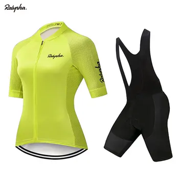 Raphaful-Conjunto de ropa de ciclismo para mujer, camisetas y pantalones cortos, Maillot, Culotte, spalva rosa y azul, 2021
