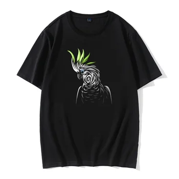 Meno Dizaino Genčių Papūga T-shirt Vyrai Hip-Hop Tees Black Marškinėliai Vasaros Funky Drabužius Hipster Viršūnių Paukštis Spausdinti Marškinėlius