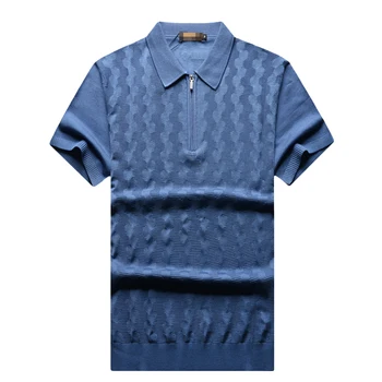 Milijardierius polo marškinėliai šilko vyrų 2021 Naujas mados trumpas rankovės plonas užtrauktukas Kvėpuojantis Patogus, didelis dydis M-5XL elastingumą