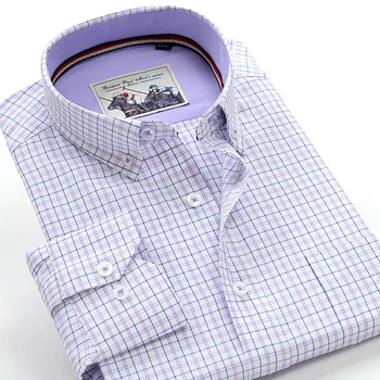 Oksfordo medvilnės pledas ilgomis rankovėmis marškinėliai 2021 m. pavasario prekės ženklo drabužių verslo atsitiktinis vyrų prarasti ilgomis rankovėmis marškinėliai large dydis S-10XL
