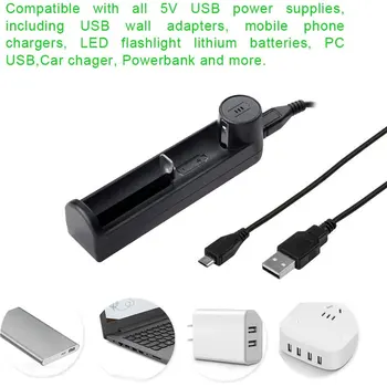 Universalus Baterijų Kroviklis Smart Įkroviklis 1 USB Lizdas 18650 26650 18350 32650 21700 26700 26500 Li-Ion Įkraunama Baterija Įkroviklis
