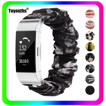 Toyouths Audinio Scrunchies Watchband už Fitbit Mokestis 2 Laisvalaikis Sporto Elastingas Dirželis Pakeitimo Reikmenys, Fitbit Mokestis 2