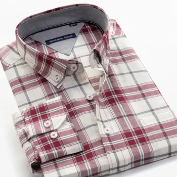 BAO SHAN rudenį klasikinis prekės medvilnės pledas marškiniai verslo atsitiktinis plius dydžio vyriški prarasti ilgomis rankovėmis marškinėliai, šalinimo, pardavimas
