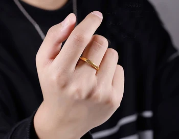 Stilingas 18 K Auksu Blizgantys Žiedas, skirtas Moterų ir Vyrų Paprasta Nerūdijančio Plieno Geometrinis Punk Piršto Žiedą Osioms Šalies Dovanų Naujus R050