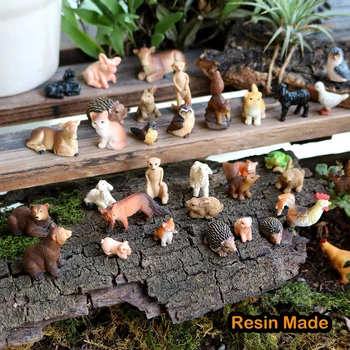 FairyCome Mini Dervos Miniatiūriniai Gyvūnai, Pasakų Sodo Gyvūnų Figūrėlės Nekilnojamojo Maža Micro Miniature Chicken Miško Gyvūnų Voverė Rinkinys