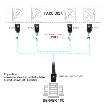 Duomenų ryšio linijos SMA Serverio Mnin SAS 36p sff 8087 į sata7p Duomenų ryšį, Duomenų ryšio linijos SATA / ATA r30