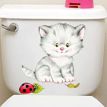 Peržiūrėti civid 20*30cm katės sienų lipdukai vaikams kambariai, vonios kambarys, tualetas namų dekoro animacinių filmų gyvūnų sienos lipdukai 