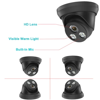 Hikvision Suderinama IP Dome Camera Black ColorVu 8MP PoE Built-In Mic H. 265 IR Atstumas 30M Judesio Aptikimo IP66 atsparus Vandeniui