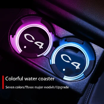 Automobilių Reikmenys Šviesos Automobilių Vandens Puodelį Miestelyje Turėtojas 7 Spalvinga USB Įkrovimo Automobilio Led Atmosfera Šviesos Lempos Citroen C4