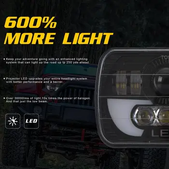 2vnt 5x7 7x6 Colių Stačiakampio Projektoriaus Objektyvas Automobilio LED Žibintų 300W Hi/Lo Šviesos Žibinto Lemputę Jeep Cherokee TJ Hummer