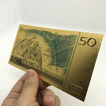 50 PLN Lenkijos ZLOTAS Aukso Spalvos BANKNOTŲ POPIEŽIAUS JONO PAULIAUS II kolekcija 999 Aukso suvenyrų kolekcija