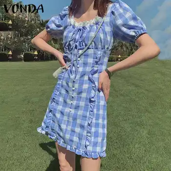 Moterims, Elegantiška Mini Suknelė 2021 VONDA Vasaros Pledas Šortai Rankovės 