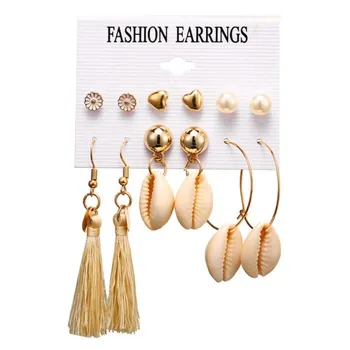 EC1092 Europa ir Jungtinės amerikos valstijos, hot 6 komplektai, auskarai shell kutas perlų imitacija auskarų ilgi auskarai mados ausies žiedas