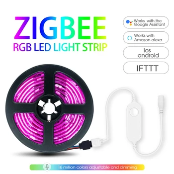 Tuya ZigBee Šviesos Juostos Valdiklis LED Šviesos Eilutę Valdiklis RGB Šviesos Juostelės su Zigbee LED Valdiklis DCLamp Juostelės Dimeris
