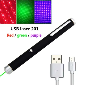 Žalia USB įkrovimas lazerio nešiojamas lazerinis žymeklis 201 5MW 532nm, toli spinduliuotės 500-1000m, tinka paskaitos ir konferencijos