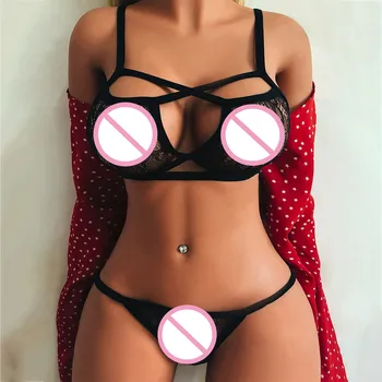 Moteriški apatiniai, seksualus korsetas nėrinių be plieno žiedas nėrinių padalinta seksualus apatinis trikotažas, pižama dviejų dalių viršuje + kelnaitės 2021 naujas
