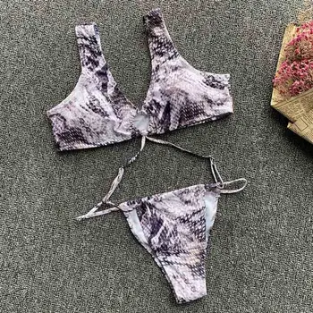 Gyvatė spausdinti vientisi maudymosi kostiumėlį moteris seksuali tvarstis bikini 2020 m. Aukštos sumažinti maudymosi kostiumėliai moterims Monokini micro thong maudymosi kostiumas