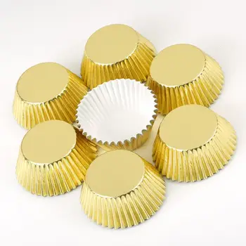 50PCS/Box Aliuminio folija, Popieriaus Tortas Taurės Cupcake Atvejais, Įdėklai Blynai Tortas pakavimo įrankiai, Virtuvės Kepimo Vestuves Aukso