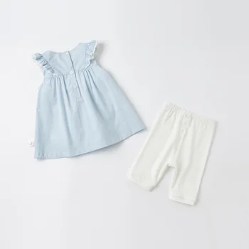 DB17356 dave bella vasaros kūdikių mergaičių mielas animacinių filmų appliques drabužių rinkiniai vaikams mados rankovių komplektai vaikams 2 vnt kostiumas