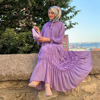 Šifono Abaja Dubajaus Musulmonų Mados Suknelė Turkijos Islamo Drabužių Abayas Suknelės Moterims Skraiste Femme Kaftan Musulman Vestidos