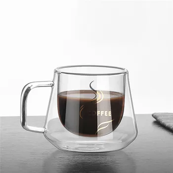 Skaidraus stiklo kavos puodelio pieno arbata alaus atsparios karščiui, dvigubos sienelės kokteilis degtinės taurės gėrimų laivo Masažuoklis Taurė