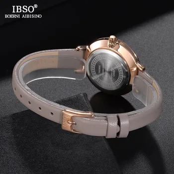 IBSO Moterų Kvarciniai Laikrodžiai 8 MM-Ultra Plonas Riešo Prabanga Moterų Valandų Laikrodis Mados Montre Femme Kvarco Žiūrėti Relogio Feminino
