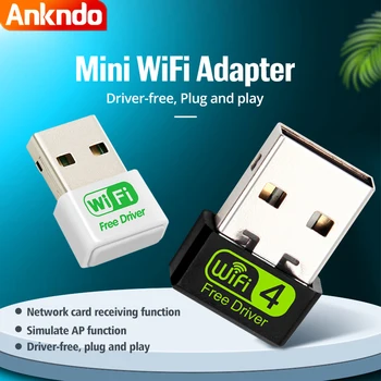ANKNDO Wifi USB Adapteris 150M 2.4 G Mini Belaidžio Tinklo Kortelė Imtuvas Nešiojamas KOMPIUTERIS Kompiuterio Diską Nemokamai Usb2.0 Wlan WI-fi Dongle