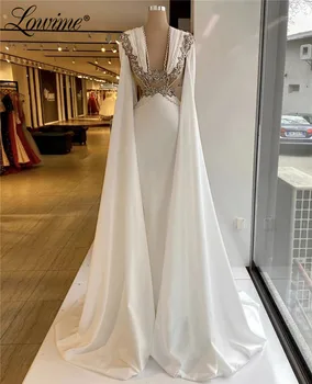 Lowime Dubajus Reljefiniai Ilgomis Rankovėmis Elegantiškas Vakarines Sukneles 2021 Couture Kristalų Zawalcowany Plius Dydžio Artimuosiuose Rytuose, Arabų Šalis Suknelė Suknelė