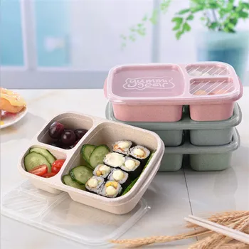 Mikrobangų Bento Pietūs Lauke Iškylą Maisto Vaisių Konteinerių Laikymo Dėžutė Vaikams Suaugusiųjų Nešiojamų Japonijos Kviečių Šiaudų Atskiras Pietūs Dėžės