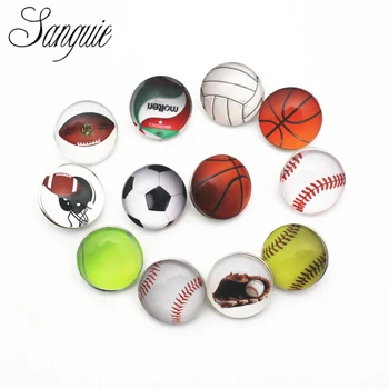10vnt/daug futbolo, krepšinio, beisbolo kristalų Žavesio mygtuką 18mm stiklo Snap Mygtukų Fit 