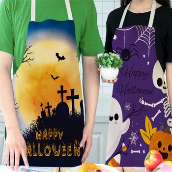 Moliūgų Ragana Siaubo Happy Halloween Virtuvės Prijuostės už Moterį, Vyras Namuose Virimo Kepimo Parduotuvė Valymo Medvilnės Skalbiniai Prijuostė
