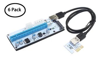 6PCS VER008S 3 in 1 4Pin Molex 6PIN SATA PCIE PCI-E PCI Express Stove Kortelės 1x iki 16x USB 3.0 Kabelį, Kasybos Bitcoin Miner