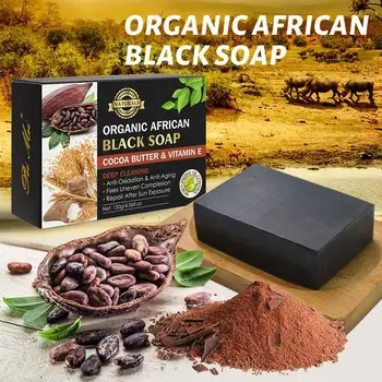 Afrikos Natūralus Juodas Muilas Su Natūraliu Ingredientu Afrikos Muilas, Taukmedžio Drėgmės Noir Medus, Kakava Aloe