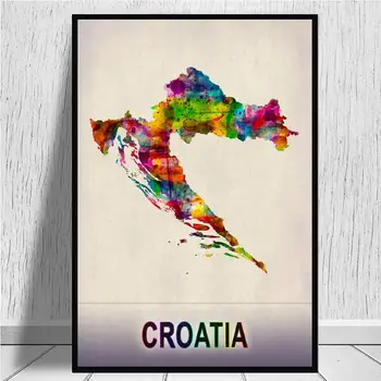 Kroatijos Žemėlapį Akvarelės Paveikslai Tapyba Sienos Menas Nuotraukas Spausdina Namų Dekoro Sienos Plakatas Apdaila Už Kambarį be Rėmelio