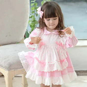 Vaikų ispanijos Lolita stiliaus drabužius Mergina dress Pavasarį ir rudenį ilgomis rankovėmis princesė suknelė