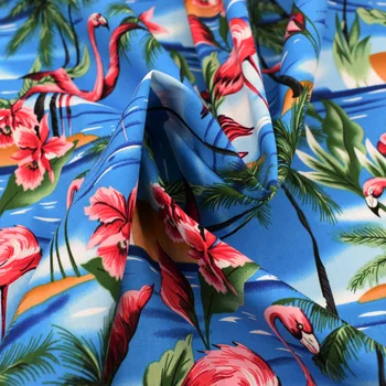 Į Flamingas ir kokoso palmių reaktyvusis dažai ruožas medvilnės audinio semmer suknelė heidi bazin riche vestidos telas por metro 
