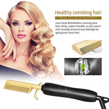 Hot Comb Plaukų Ištiesinimo Priemonės Elektriniai Plaukų Butas Geležies Hair Curler Šlapias Sausas Naudoti Plaukų Lakštinio Plieno Karšto Šildymo Šukos, Plaukų Styler Įrankis