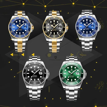 PAGANI Prekės ženklo Dizainas Prabangių Vyrų Laikrodžiai Automatinis Juodos Žiūrėti Vyrų Nerūdijančio Plieno, atsparus Vandeniui, Verslo, Sporto Mechaninis Laikrodis