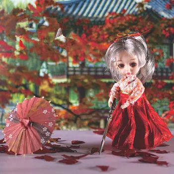 Naujas Kinų Stiliaus 16cm Princesė ubierz BJD Doll 13 Jungtinio Kilnojamojo 1/12 Mados Mergaitė puošniai Apsirengti Žaislų Rinkinys Vaikams 
