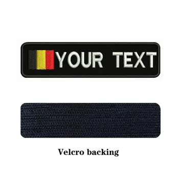 Belgijos vėliava Belgija 10X2.5cm Siuvinėjimo Užsakymą Pavadinimas Tekstas Pleistro Juostelės ženklelis Geležies Arba Velcro Pagrindo Lopai Drabužiai